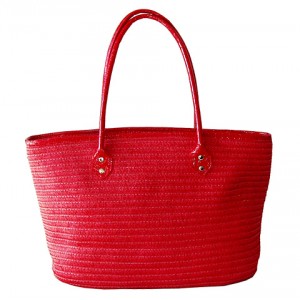 Straw Tote – 12 PCS Paper Straw Tote - Red -BG-R11049RD